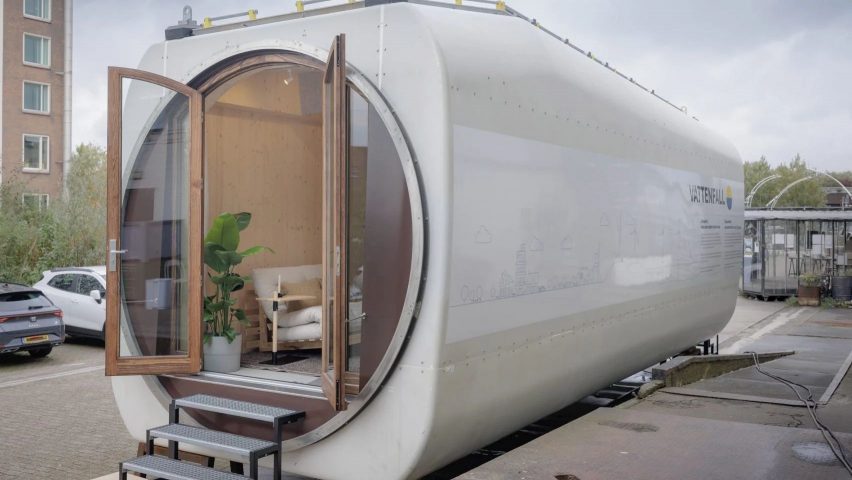 Wind turbine converted into tiny house