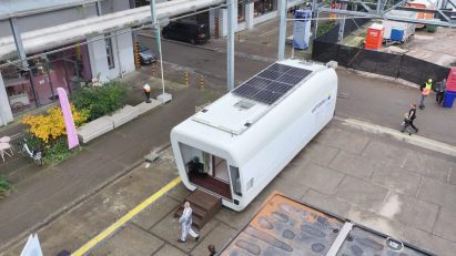 Micro home made from old wind turbine