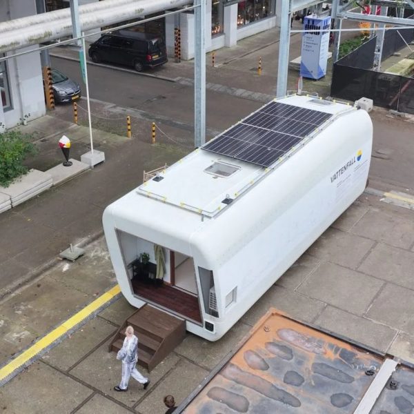 Tiny house converted from old wind turbine section