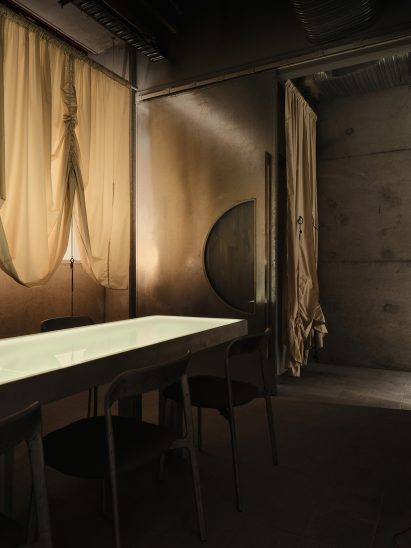 Textile dividers inside Central restaurant 