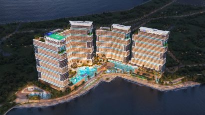 View of Chelsea FC-branded towers in Dubai