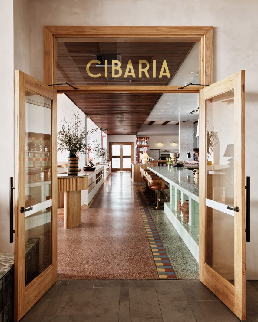 Cibaria Manly restaurant entrance wooden doors