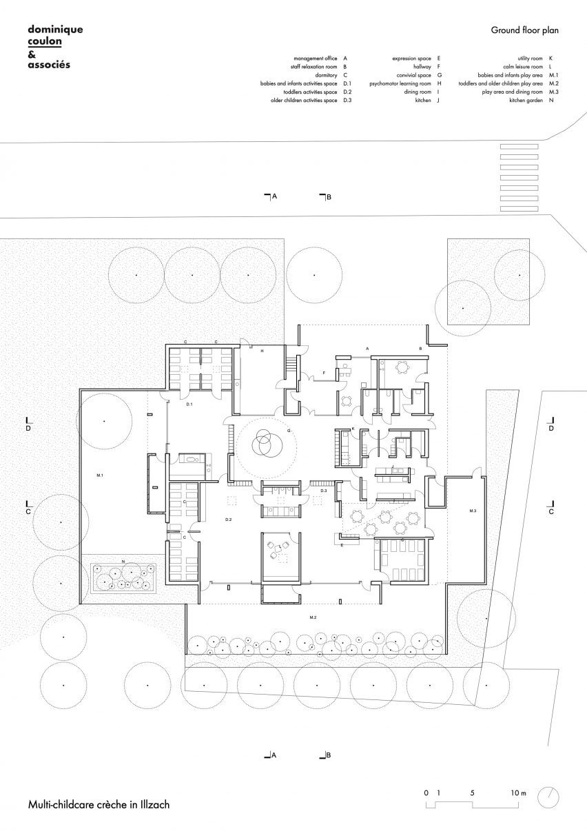 Plan of Multi-childcare Crèche by Dominique Coulon & Associés