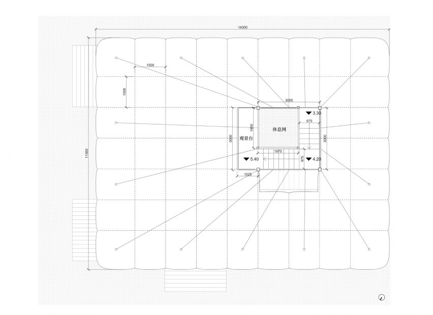 Plan of cafe at the Down in the Clouds pavilions by Practice on Earth and Increments Studio