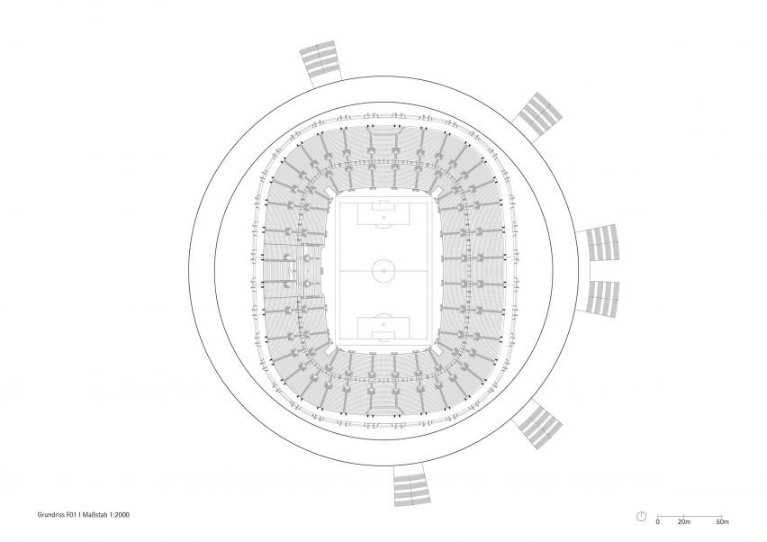 Ground floor plan of the Kunshan Olympic Sports Centre in China by GMP Architekten