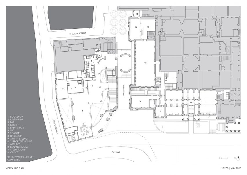 Mezzanine plan of the Sainsbury Wing by Selldorf Architects
