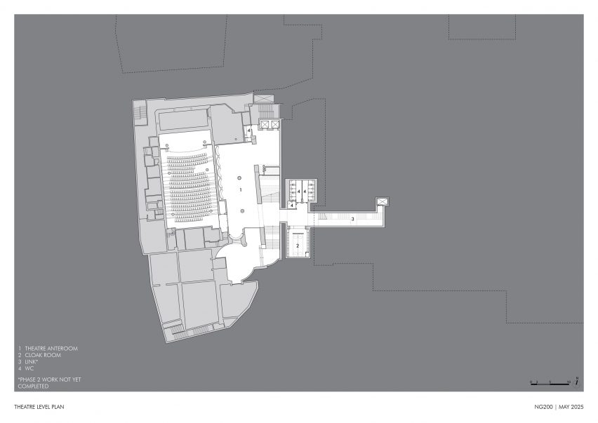 Basement theatre plan of the Sainsbury Wing by Selldorf Architects