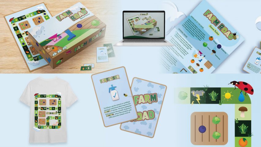 a moodboard of a graphic design project presenting a game proposal