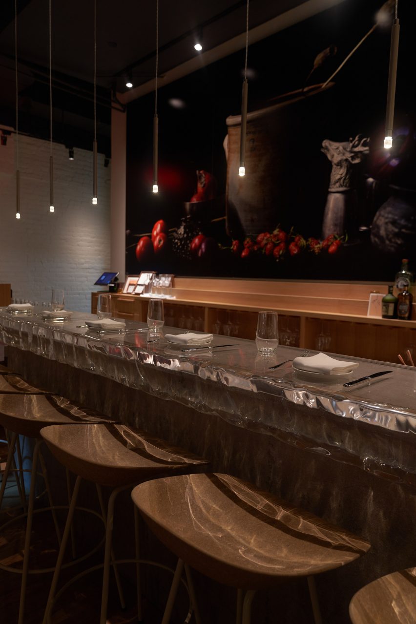 Glass covered bar
