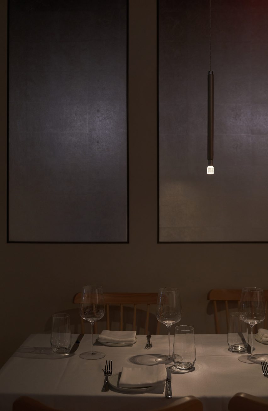 Light pendant hanging from ceiling