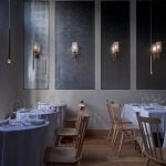 Metallic panels on wall