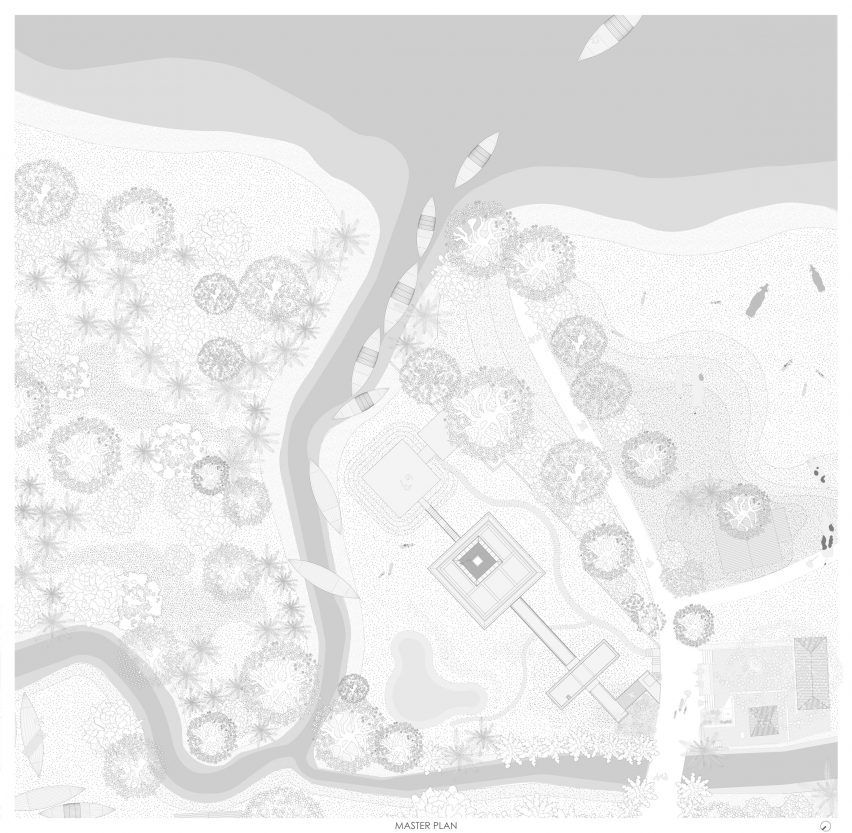 Site plan of Ganga Leheri Temple by Abin Design Studio