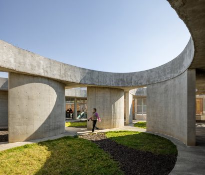 Concrete block facade