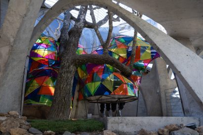 Multicoloured acrylic panels used within the Mushroom Library by Kong Xiangwei Studio