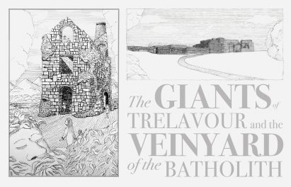an image displaying black and white illustrations of a house and a landscape, alongside grey text