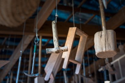 Close-up photo of the tools on display in the Morocco pavilion