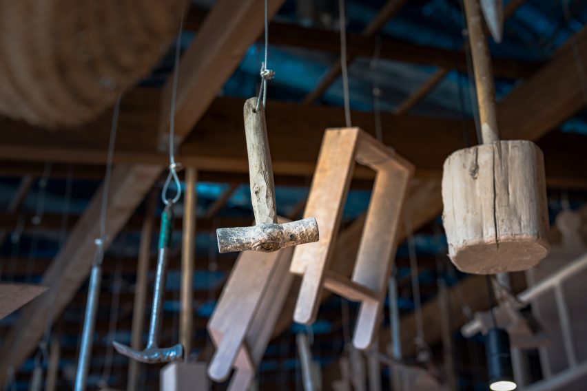 Close-up photo of the tools on display in the Morocco pavilion