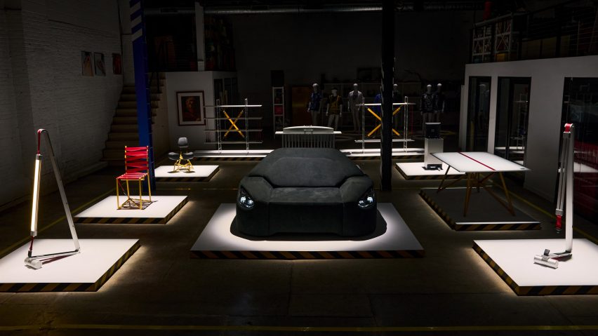 Black chair with headlights