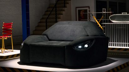 Black chair with headlights