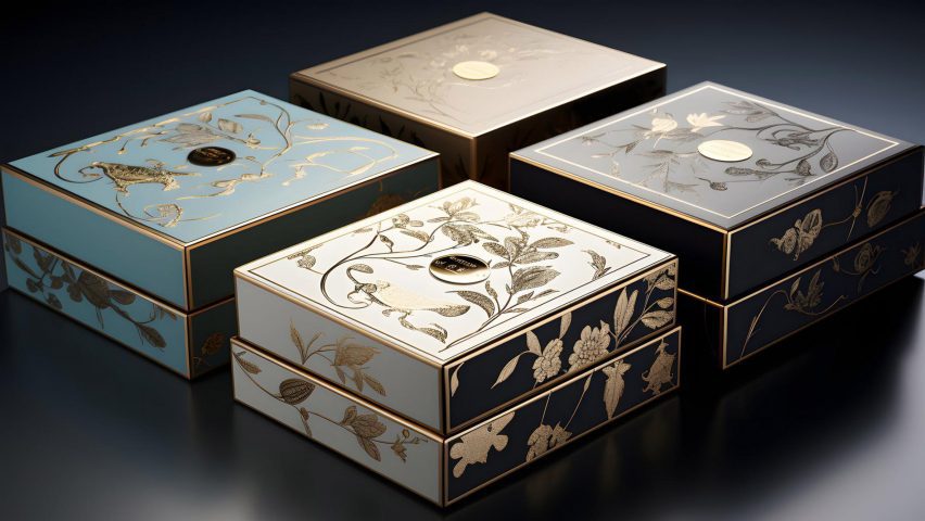 an image displaying four luxury packaging boxes