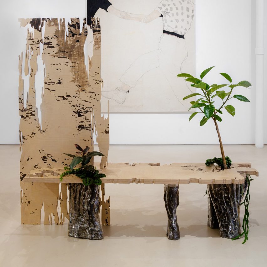 Table with planters