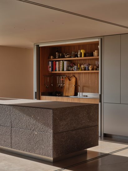 Kitchen with a stone island