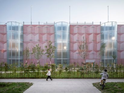 Pink and blue housing