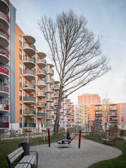 Round balconies on German housing