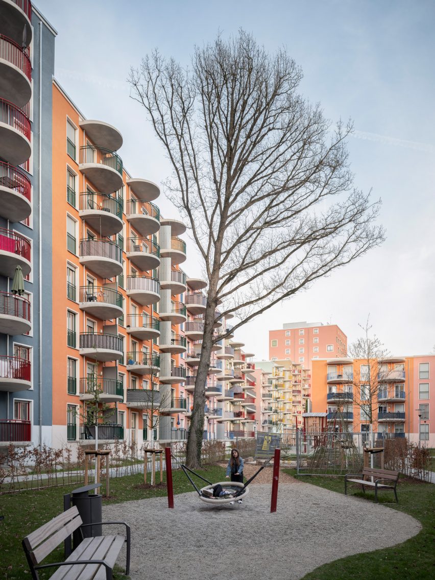 Round balconies on German housing