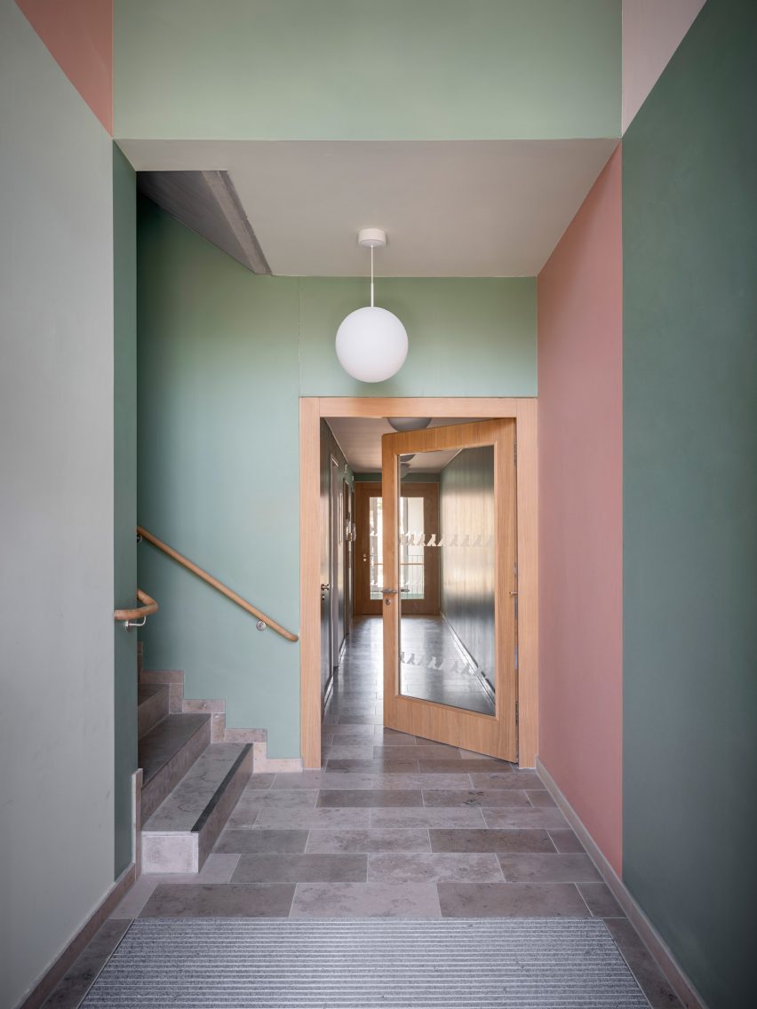 Colourful corridor with pastel walls