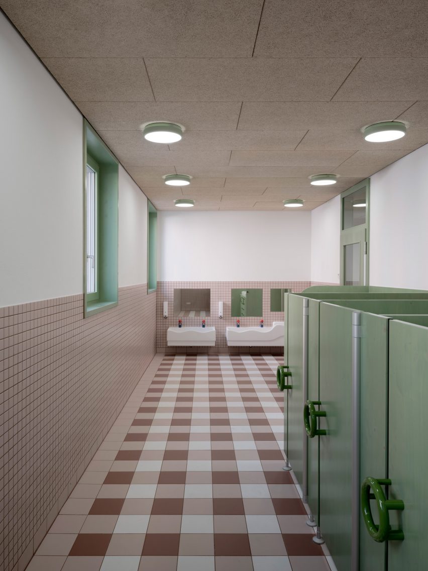 Chequered hallway inside German housing