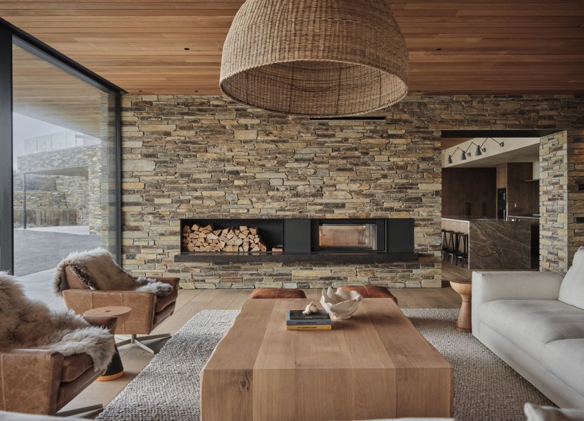 Fireplace in Two-Family House by Rundell Associates