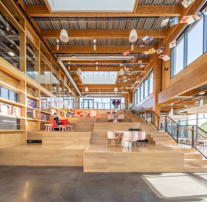 Stepped timber interior
