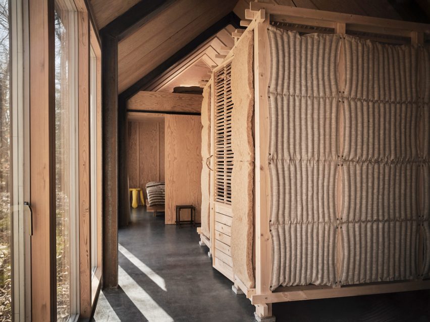 Exterior of Rooted Potential pavilion by Sara Martinsen