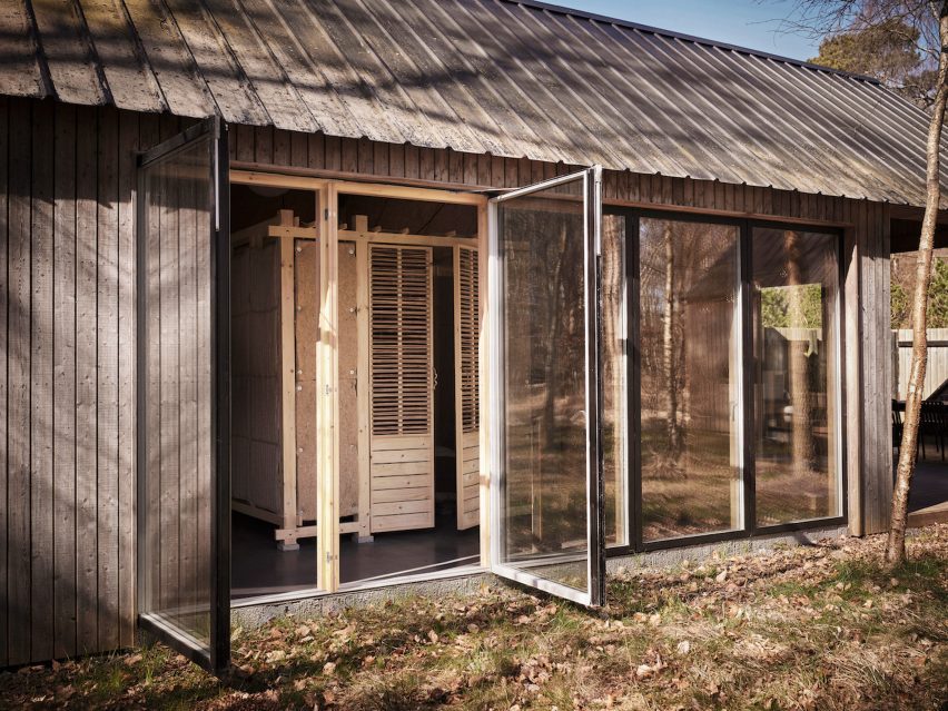 Rooted Potential pavilion by Sara Martinsen inside her summerhouse workshop
