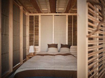Bedroom in Rooted Potential pavilion by Sara Martinsen