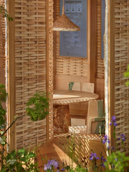 Interior of wooden pavilion