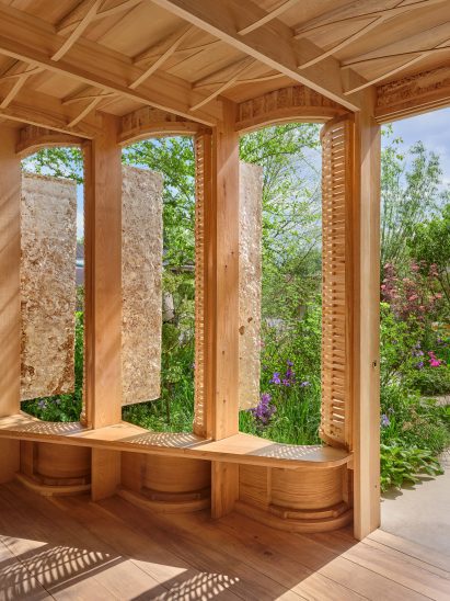 Interior of mycelium pavilion