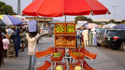 Umbrella Crate Stall by Paul Yakubu