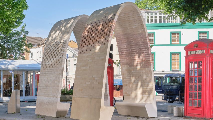 Stone brick arches at Clerkenwell Design Week by Hawkins\Brown and Webb Yates