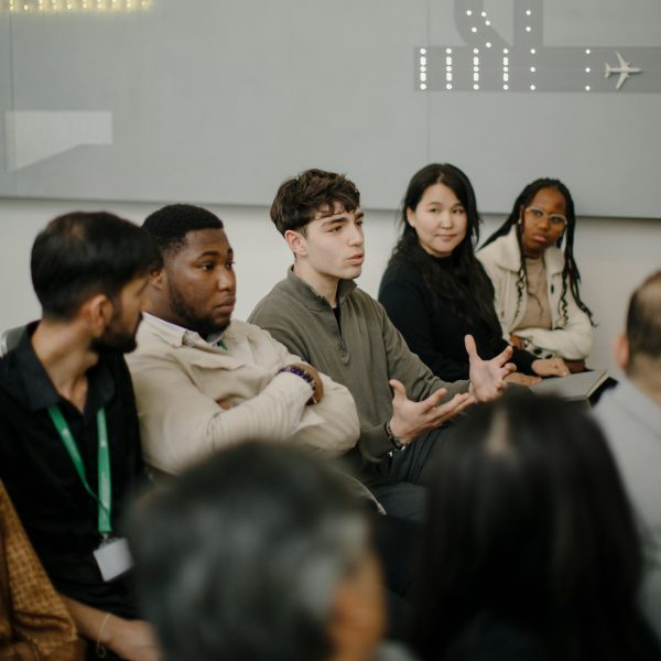 Students talking as part of a lecture/workshop