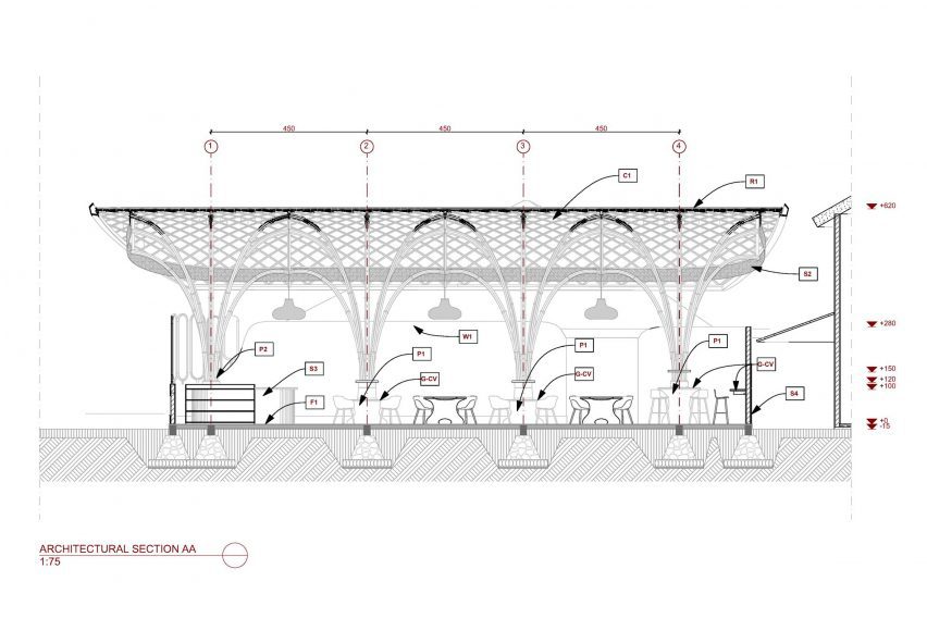 Section of Living Bridge by Jonathan Mizzi at the Green School