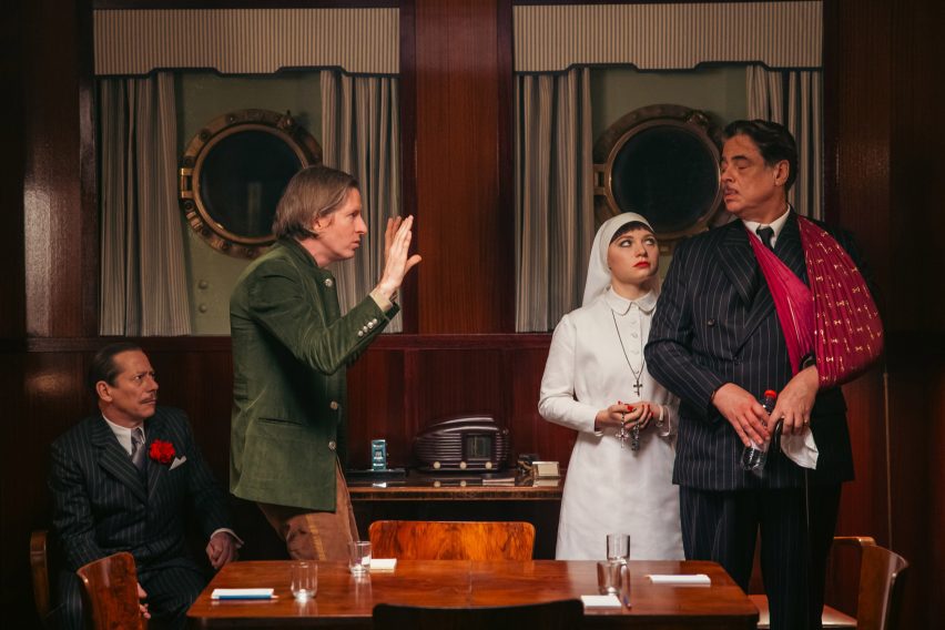 Director Wes Anderson on set of The Phoenician Scheme