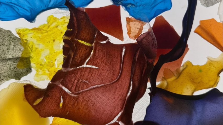 an image showing multiple different materials in colours of brown, orange, yellow and blue
