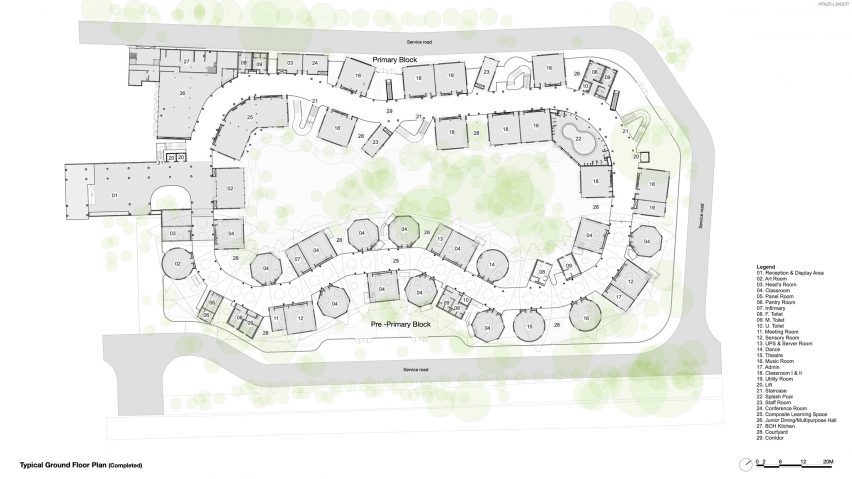 Plan of Shiv Nader School by Vastushilpa Sangath