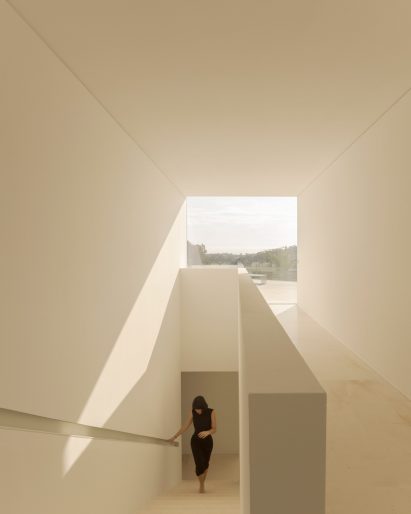 Corridor within coastal house by Fran Silvestre Arquitectos