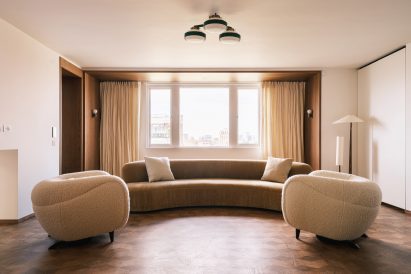 Linen-clad sofas and boucle armchairs