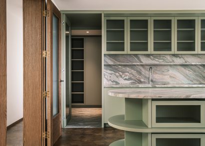 Sage kitchen in London apartment