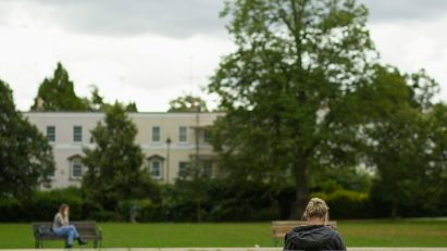 Women sitting on benches