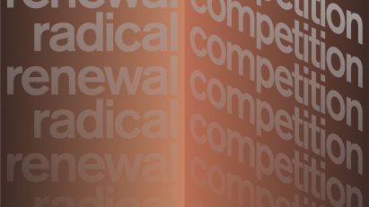 Graphic identity of Dezeen and Bentley's Radical Renewal Competition in brown